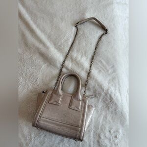 Zara nude and silver crossbody snake purse